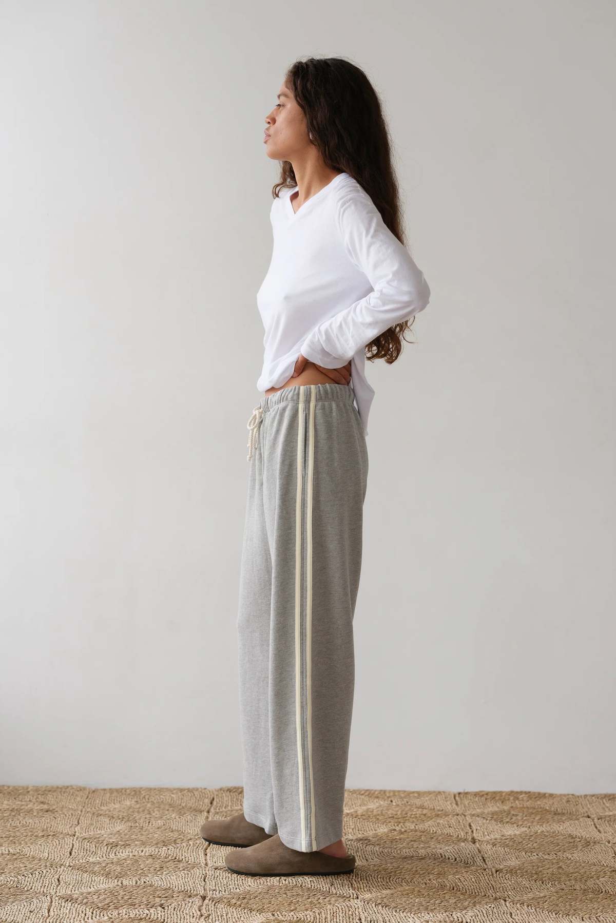Donni. Eco Terry Stripe Crop Pant Pants - Heather Grey - Image 4 of 6