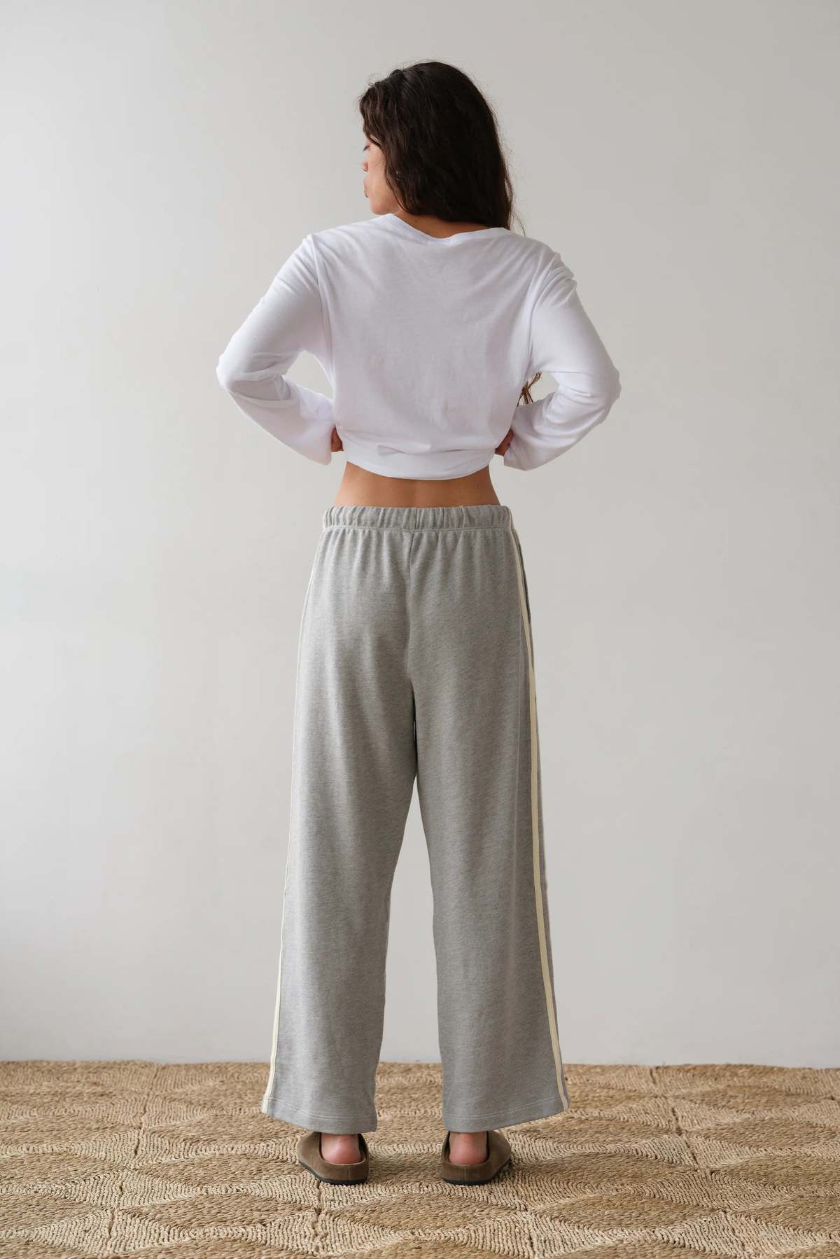 Donni. Eco Terry Stripe Crop Pant Pants - Heather Grey - Image 5 of 6