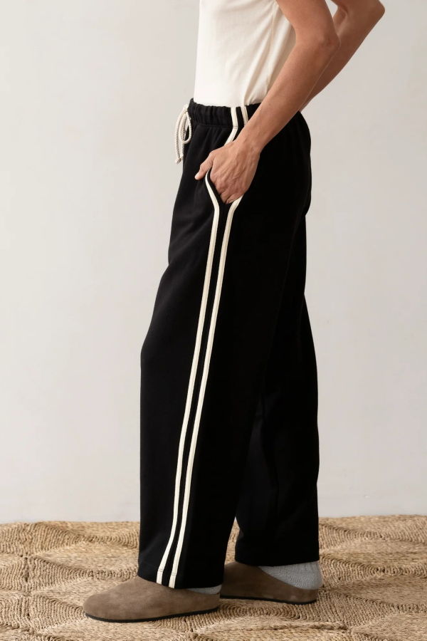 Donni. Eco Terry Stripe Crop Pant - Jet