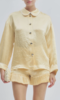Maude Club Porter Crinkle Satin Oversized Shirt Top - Butter Yellow - Thumbnail 1