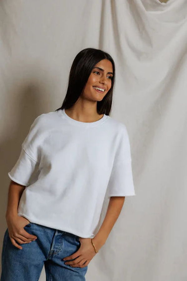 Perfect White Tee Ezra French Terry Short Sleeve Sweatshirt