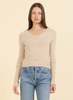 ONE GREY DAY Blakely Cashmere V-Neck Sweater - Oatmeal - Thumbnail 1