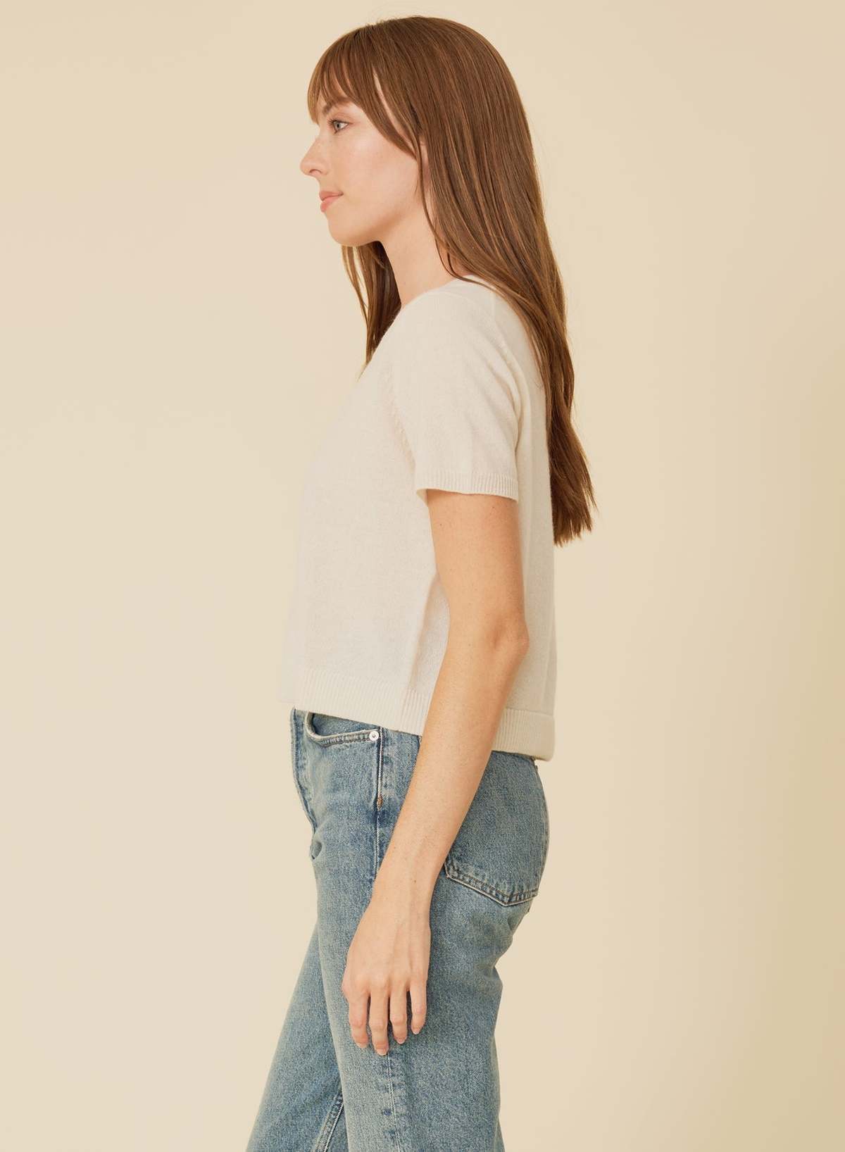 ONE GREY DAY Kadri Cashmere Tee - Ivory - Image 2 of 4