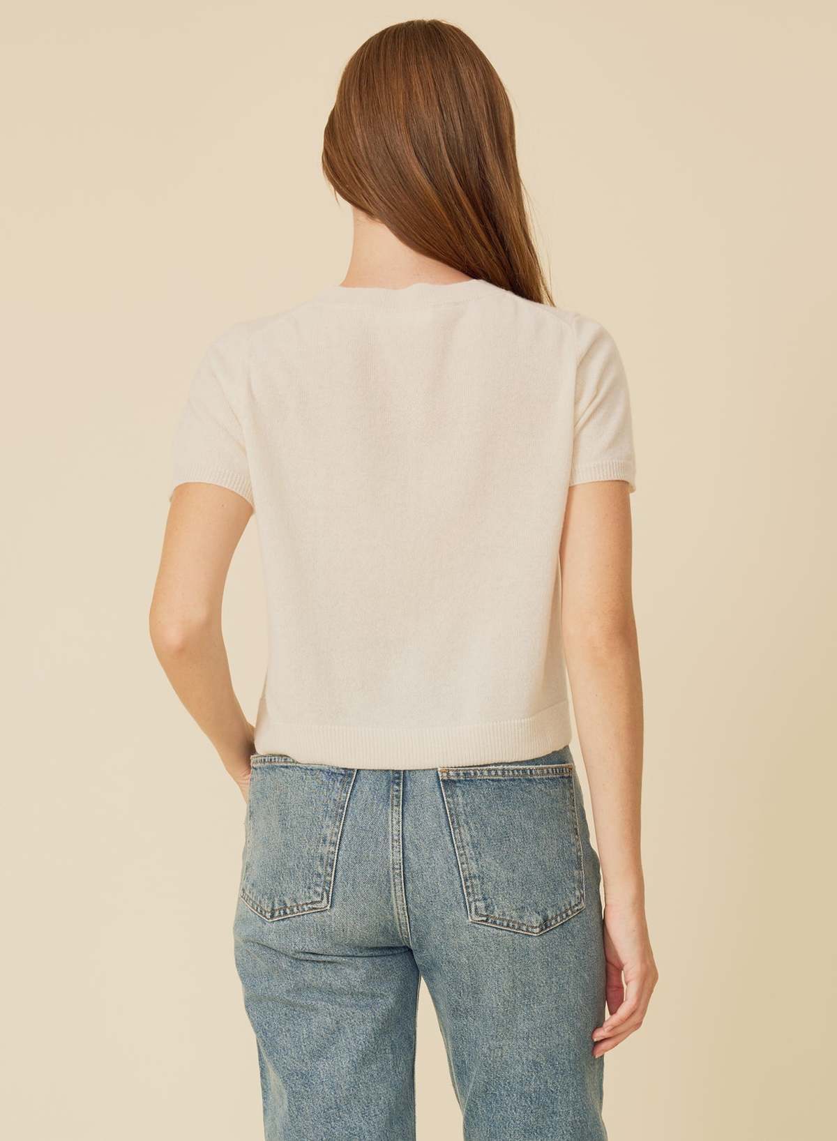 ONE GREY DAY Kadri Cashmere Tee - Ivory - Image 3 of 4