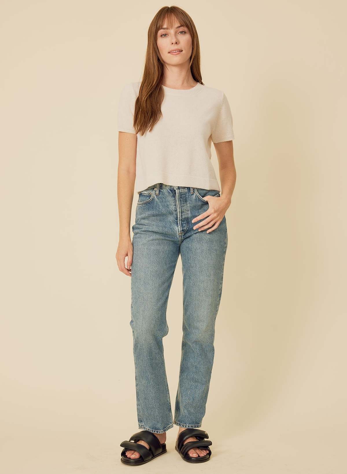 ONE GREY DAY Kadri Cashmere Tee - Ivory - Image 4 of 4