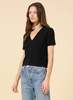 ONE GREY DAY Kadri Cashmere V-Neck Tee - Black - Thumbnail 2