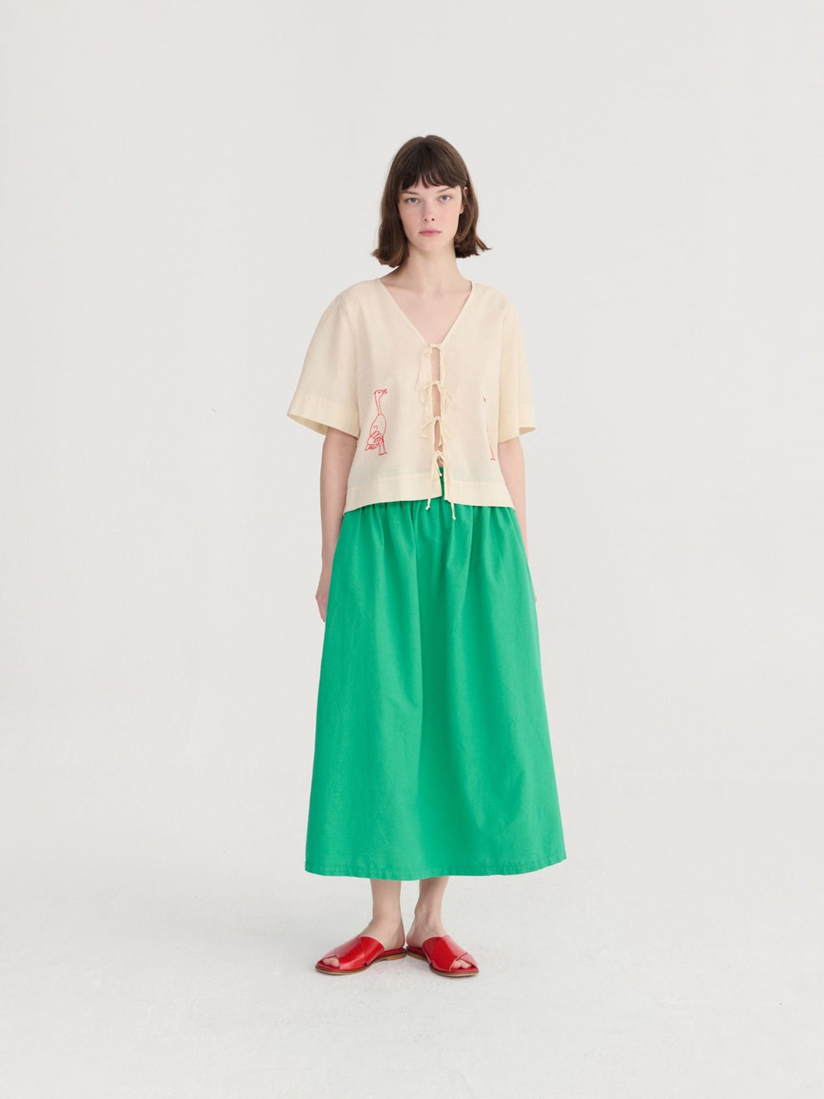 Bobo Choses Embroidery Tied Blouse - Off White - Image 1 of 5