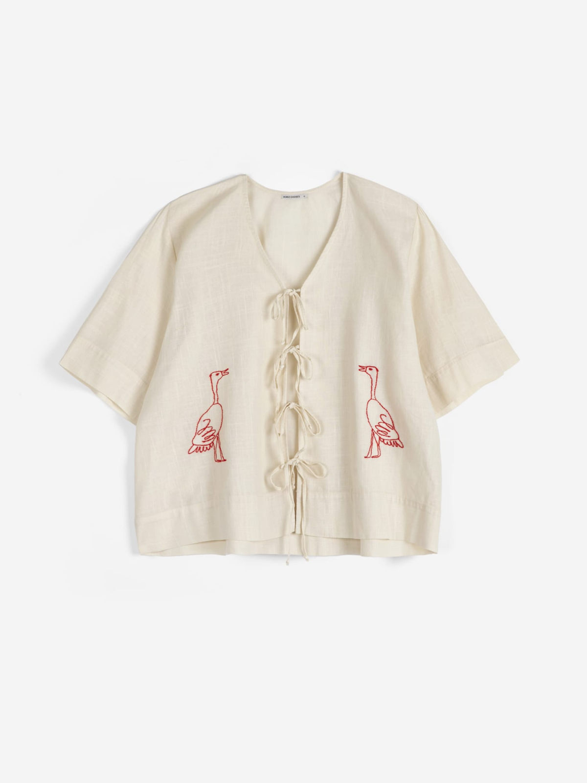 Bobo Choses Embroidery Tied Blouse - Off White - Image 3 of 5
