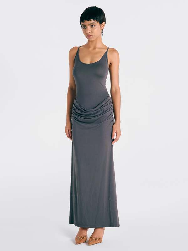 Woodrose Deli Full Moon Maxi Dress - Charcoal