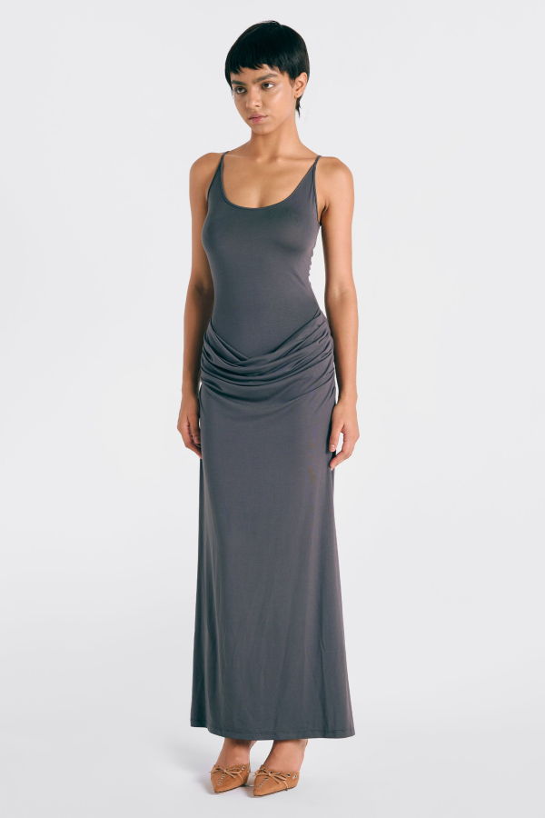 Woodrose Deli Full Moon Maxi Dress - Charcoal