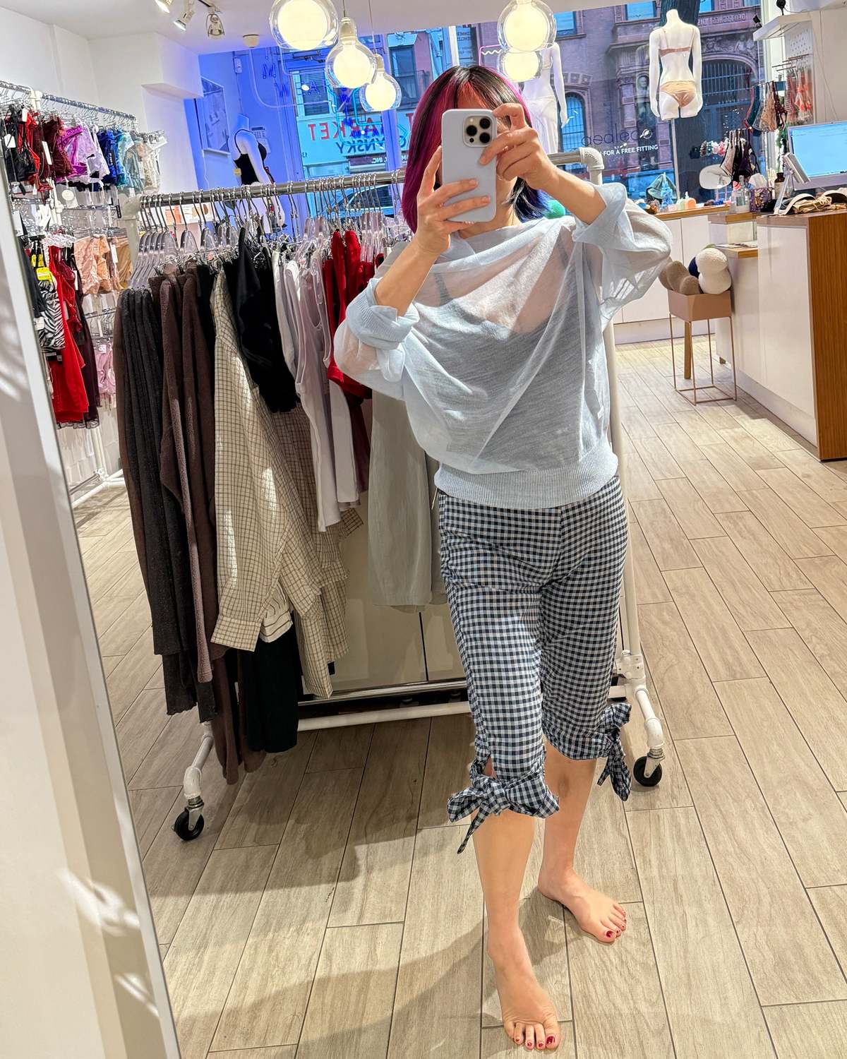 Woodrose Deli Sicily Crop Pant - Plaid - Image 1 of 6