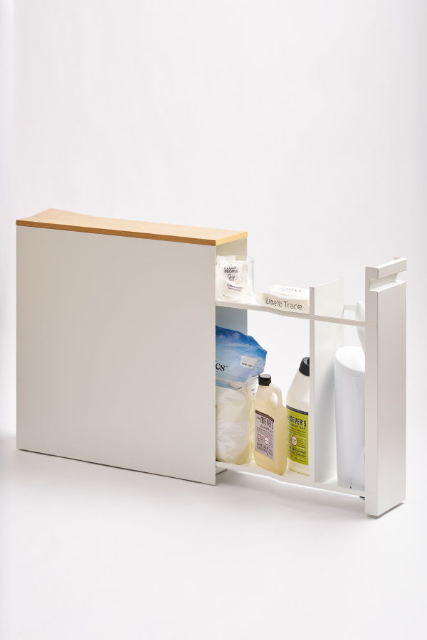 Yamazaki Home Pull-Out Bathroom Storage Cabinet Toilet Paper Stocker