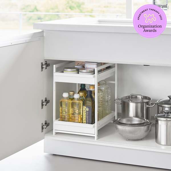 Yamazaki Home Under-Sink Rack with Pull-Out Shelf Kitchen Organizer