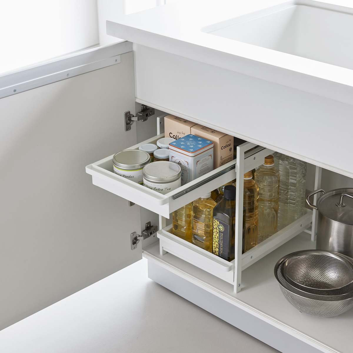 Yamazaki Home Under-Sink Rack with Pull-Out Shelf Kitchen Organizer - Image 4 of 16