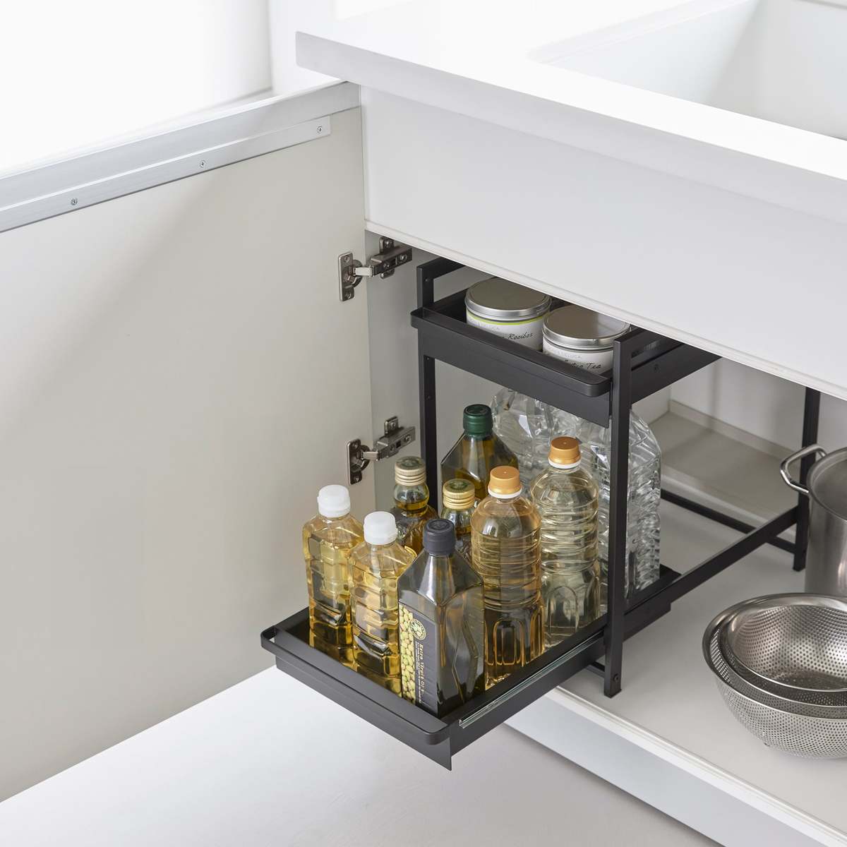 Yamazaki Home Under-Sink Rack with Pull-Out Shelf Kitchen Organizer - Image 12 of 16