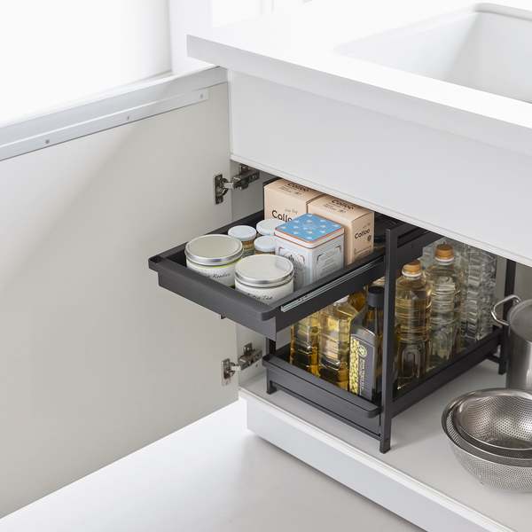 Yamazaki Home Under-Sink Rack with Pull-Out Shelf Kitchen Organizer