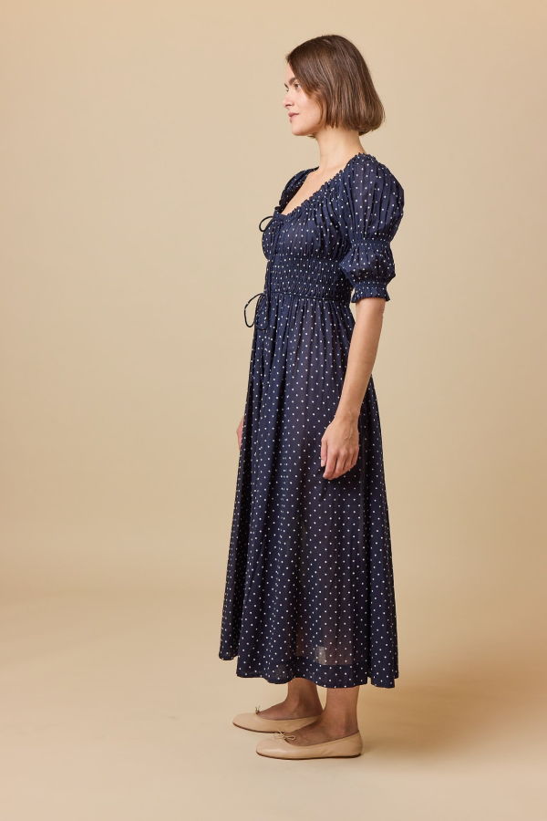 DÔEN Ischia Dress - Navy Flock Dot