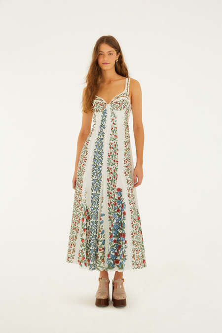 Farm Rio Macaw Embroidered Maxi Dress - Navy | Garmentory