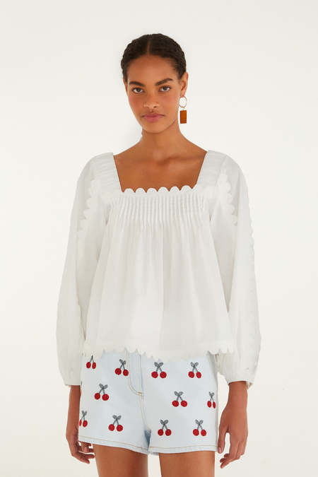 Farm Rio Women Bright Flora Brown Ruffle V-Neck Top Blouse - Multicolor |  Garmentory