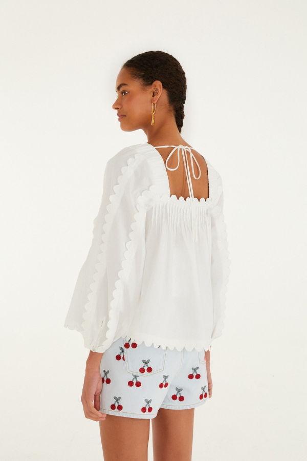 Farm Rio Long Sleeve Blouse - Off White