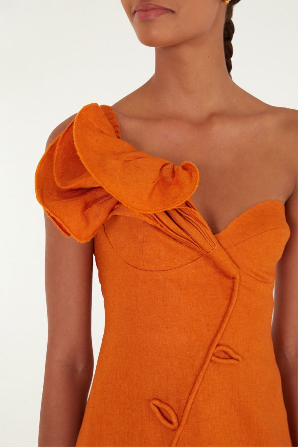 Farm Rio Orange Flower Mini Dress - Orange