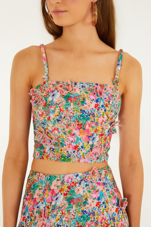 Farm Rio Peasant Floral Butterflies Top - Peasant Floral Off White