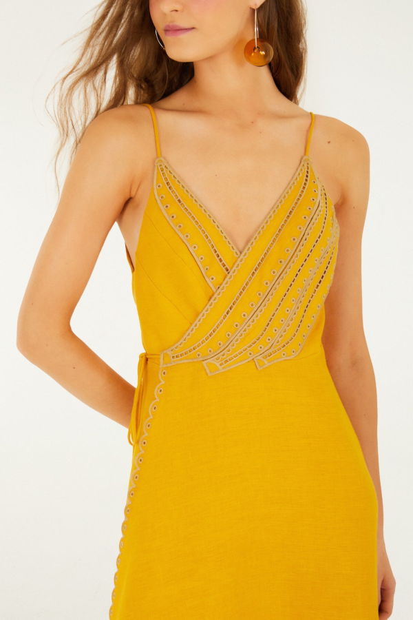 Farm Rio Yellow Bananas Maxi Wrap Dress - Yellow