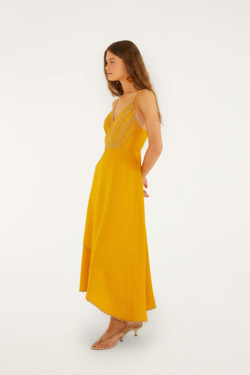 Farm Rio Yellow Bananas Maxi Wrap Dress - Yellow