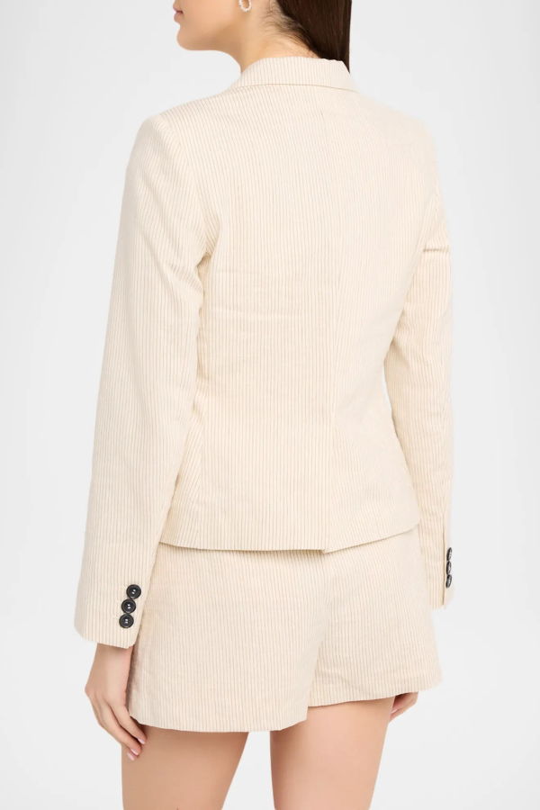 Frame Striped Smart Blazer - Ecru