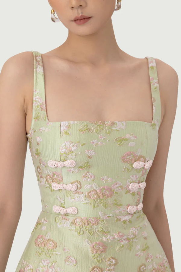 Sau Lee Antonia Brocade Dress - Pastel Pistachio