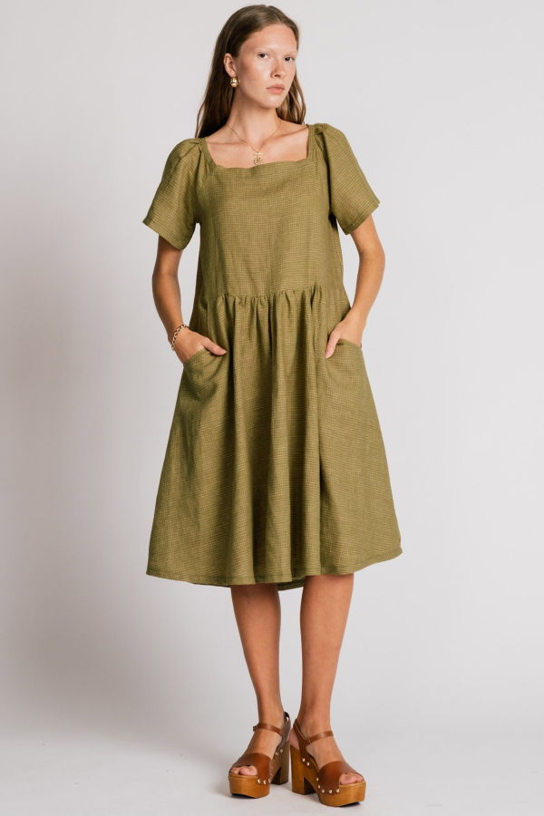 Allison Wonderland Warbler Dress - Avocado