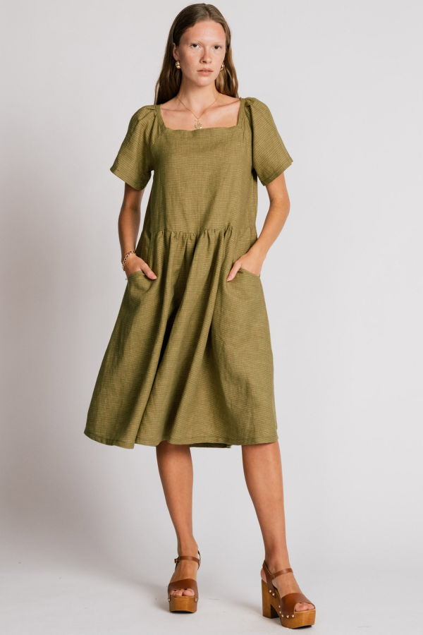Allison Wonderland Warbler Dress - Avocado