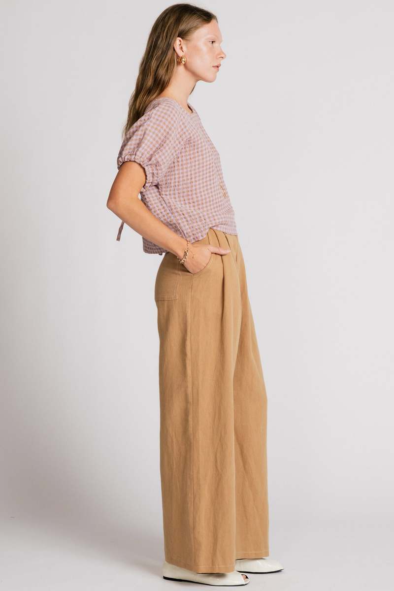 Allison Wonderland Swift Blouse - Mauve Gingham