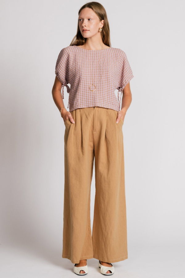 Allison Wonderland Swift Blouse - Mauve Gingham