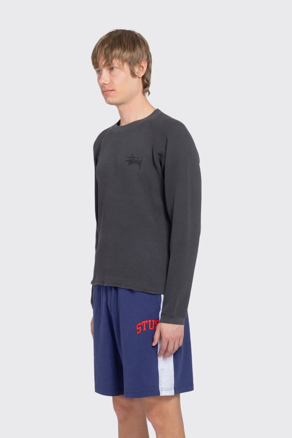 Stussy Raglan Thermal Basic Stock Top - Washed Black