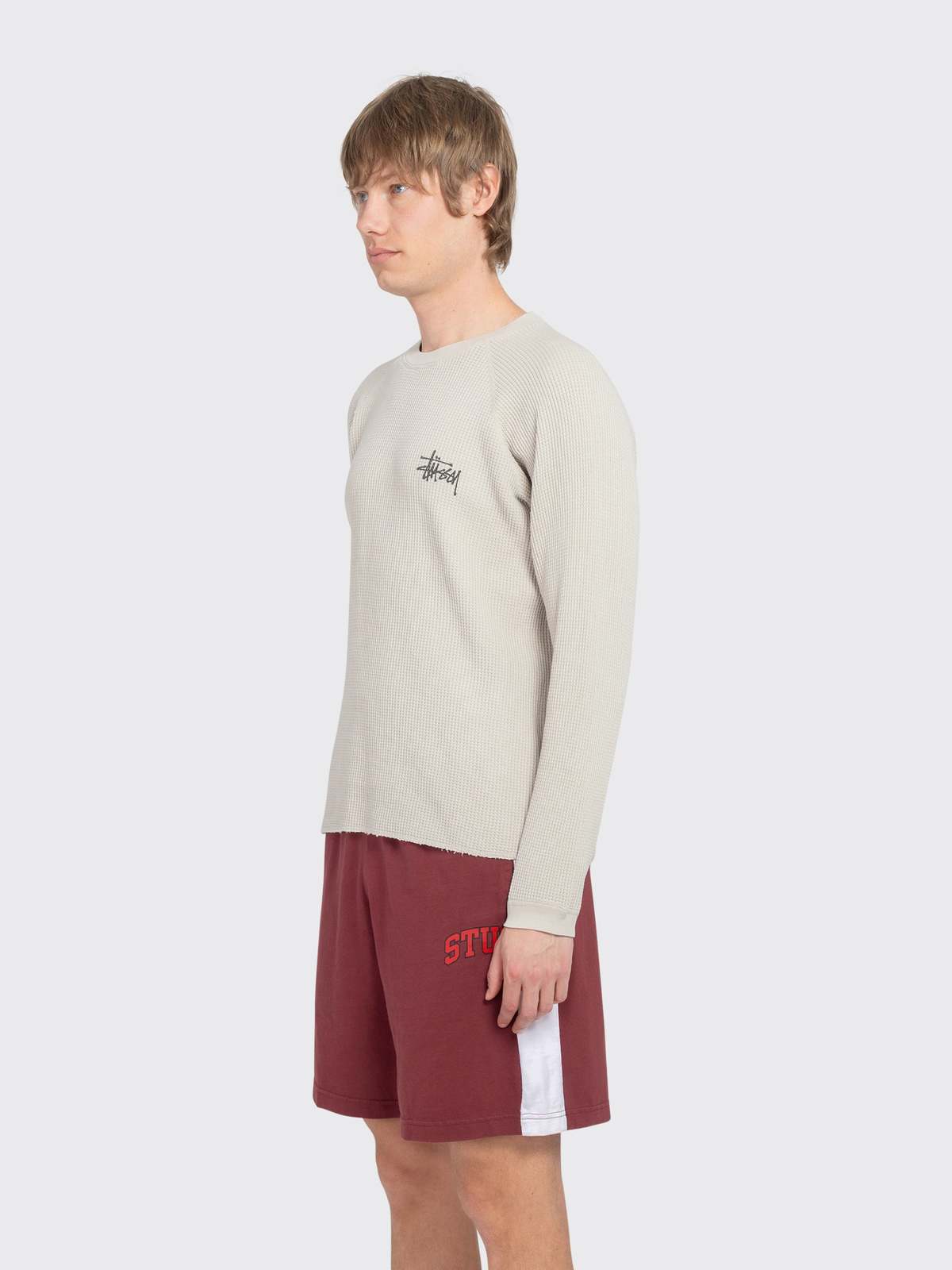 Stussy Raglan Thermal Basic Stock Top - Bone - Image 2 of 4