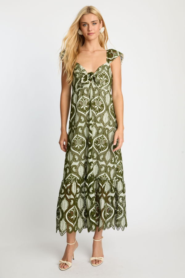 Caballero Gwen Dress in Loden Green Lace