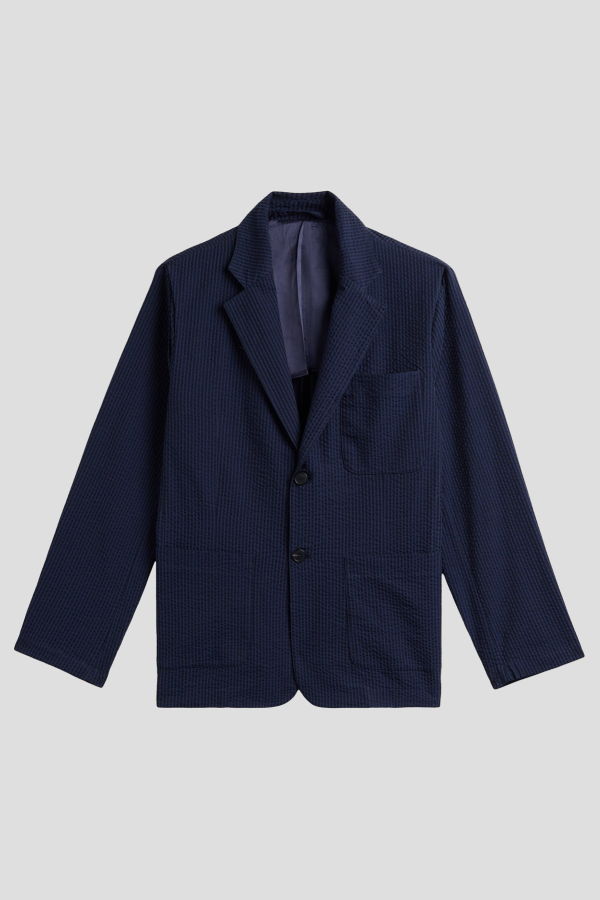 Portuguese Flannel Atlantico Seersucker Blazer - Navy