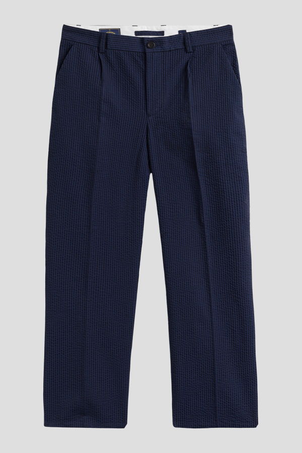Portuguese Flannel Atlantico Seersucker Trouser - Navy