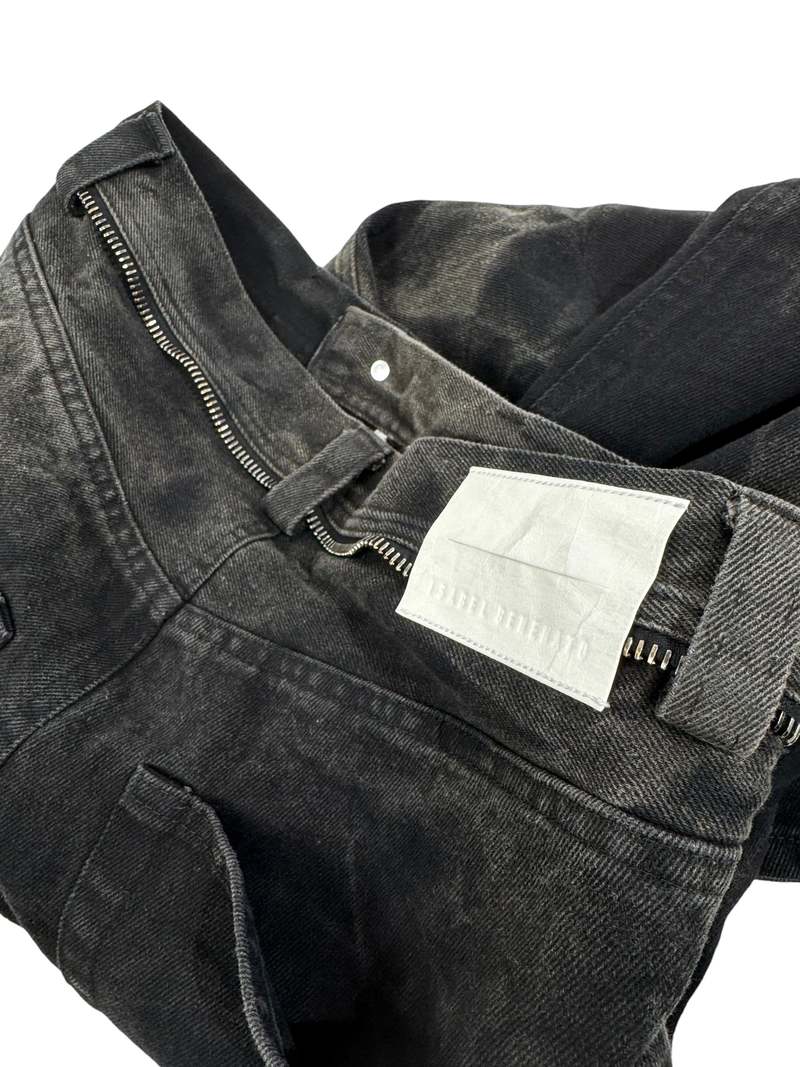 Isabel Benenato Washed Denim Wideleg Shorts