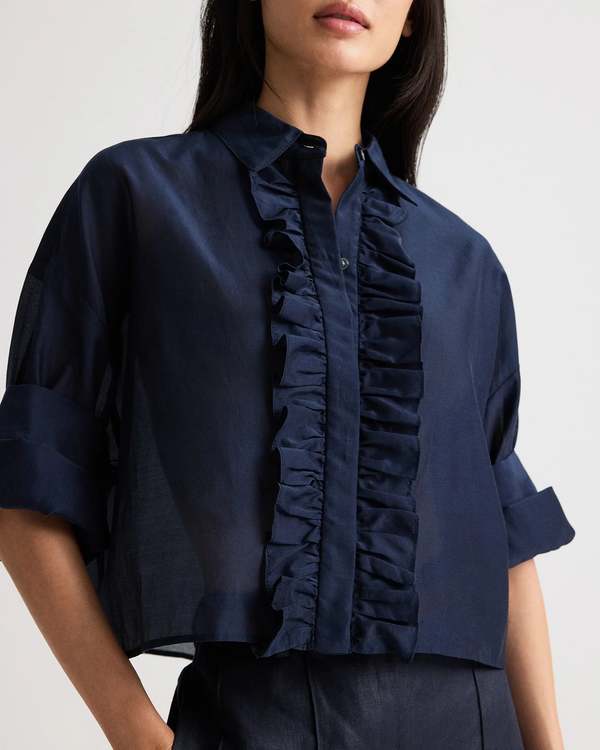 TWP Next Ex Shirt with Ruffle in Cotton Silk Organza