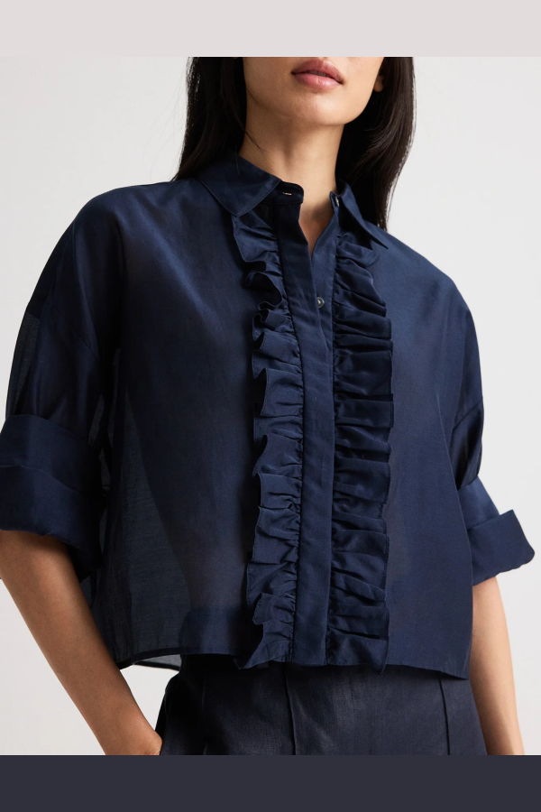 TWP Next Ex Shirt with Ruffle in Cotton Silk Organza