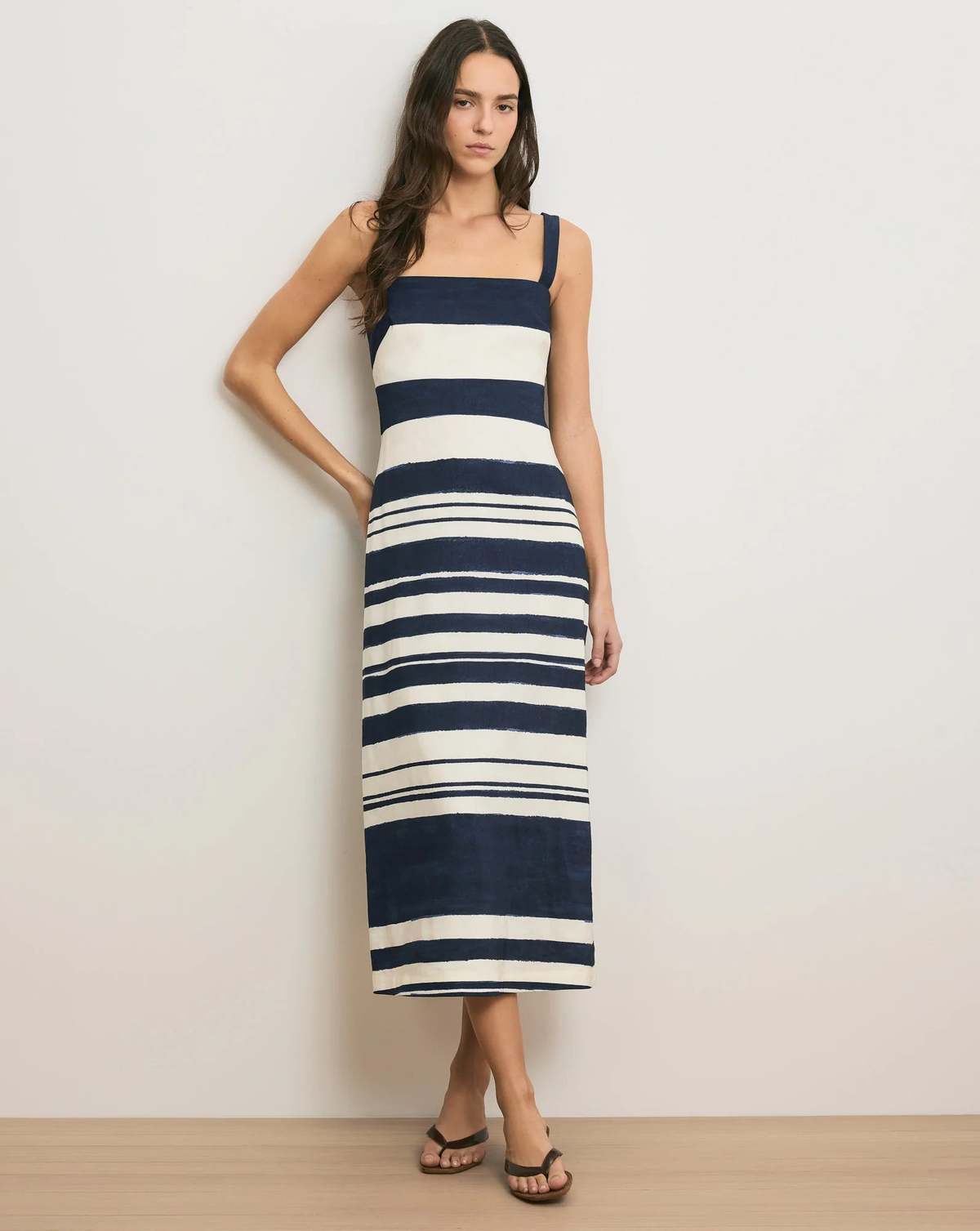 Veronica Beard Ella Striped Linen Midi Dress - Image 1 of 7