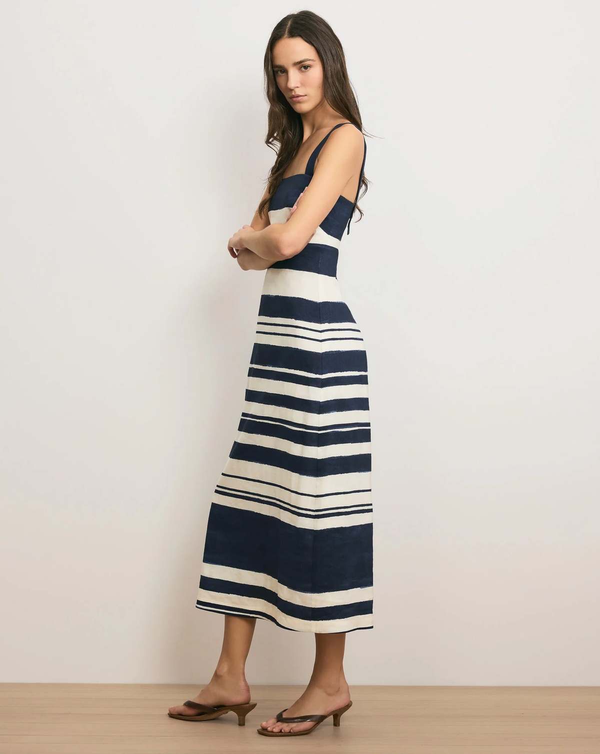 Veronica Beard Ella Striped Linen Midi Dress - Image 2 of 7