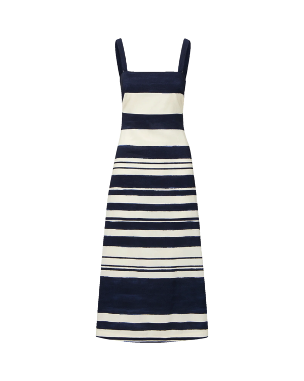Veronica Beard Ella Striped Linen Midi Dress