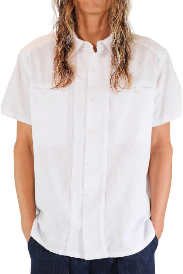 MONADIC Riviera Seersucker Shirt - White
