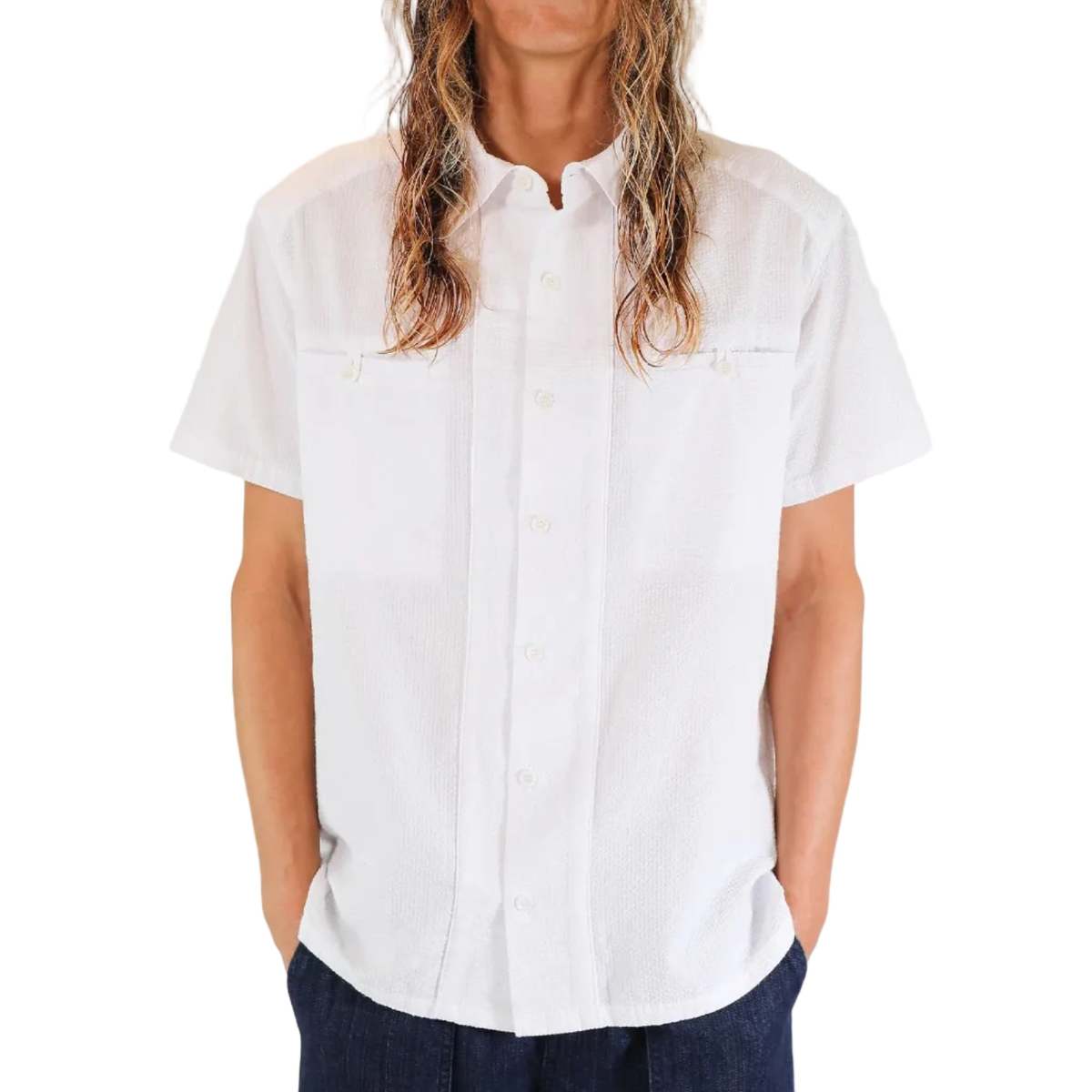 MONADIC Riviera Seersucker Shirt - White - Image 2 of 2