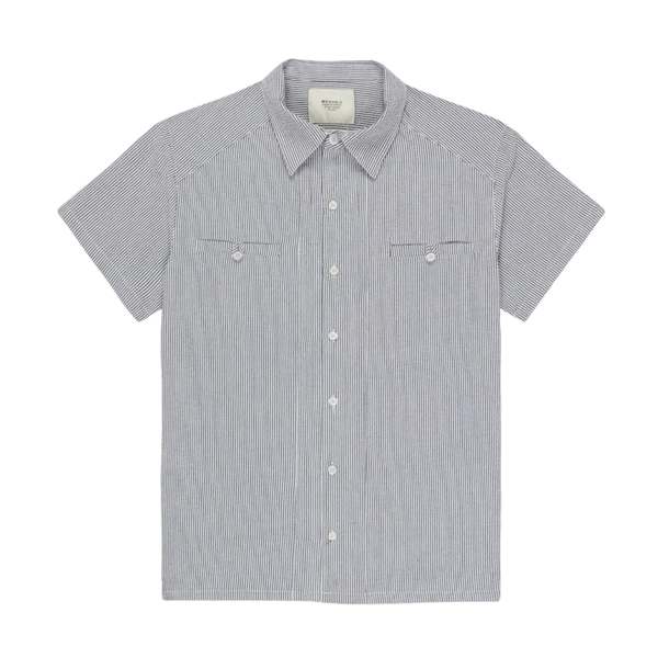 MONADIC Riviera Seersucker Shirt - Blue & White Stripe MONADIC Riviera Seersucker Shirt - Blue & White Stripe