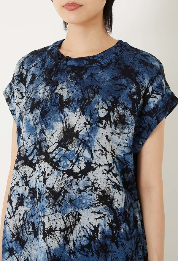 Blue Blue Japan Indigo Glass Jacquard Hand-Dyed Dress