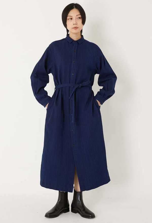 Blue Blue Japan Kasezome Sashiko Shirt Dress